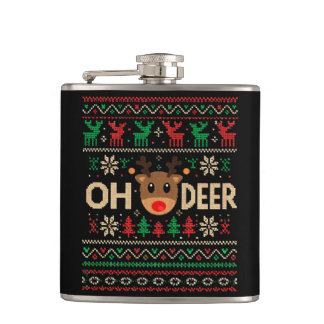Cantil Oh Deer Ugly Christmas Sweater Flask