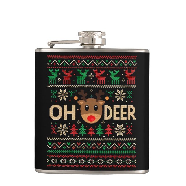 Cantil Oh Deer Ugly Christmas Sweater Flask (Frente)