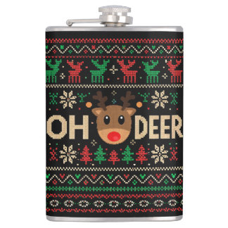 Cantil Oh Deer Ugly Christmas Sweater Flask