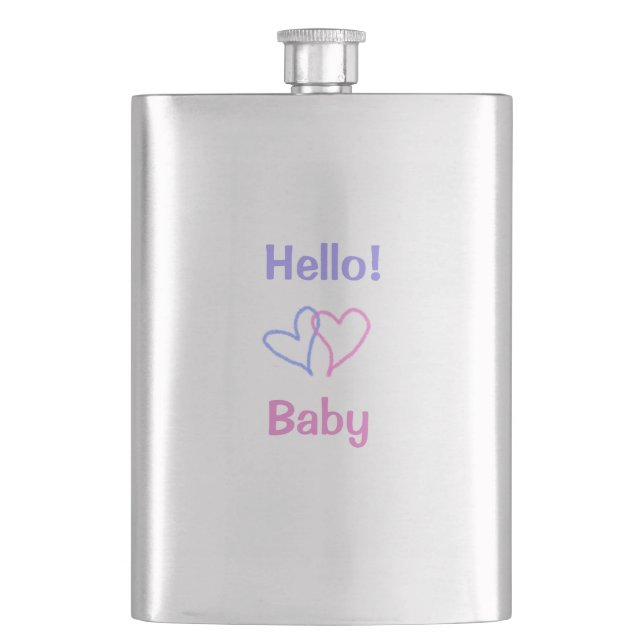Cantil Olá bebê rosa roxo coração aquarela boho (Frente)