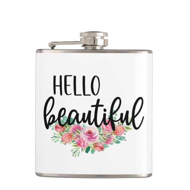 Cantil Olá Linda Rosa de Aquarela Tipografia Moderna (Frente)