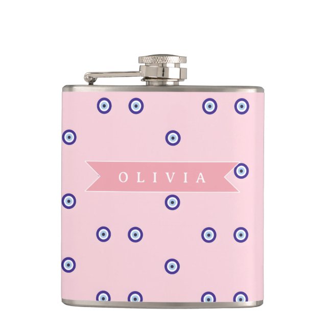 Cantil Olho Grego Personalizado Rosa Fofo Presente Custom (Frente)