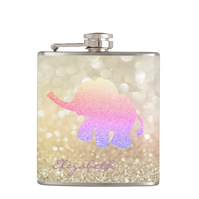 Cantil Ombre Glitter Elephant, Bokeh - Personalizado (Frente)