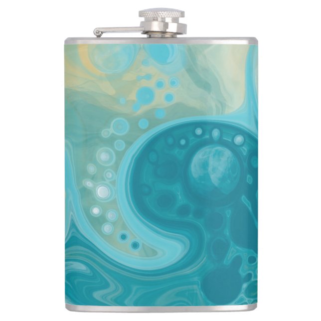 Cantil Ondas Azuis do Oceano e Arte Fluida Marrom Sandy (Frente)