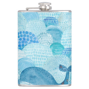 Cantil Ondas, baleia, textura azul infantil