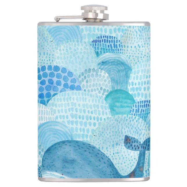 Cantil Ondas, baleia, textura azul infantil (Frente)