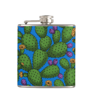 Cantil Opuntia florescente em azul
