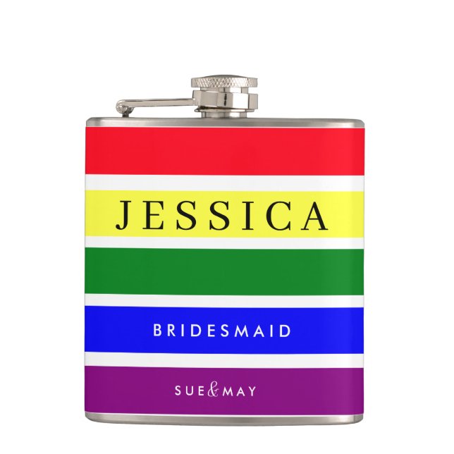 Cantil Orgulho de Bridesmaid Hip Flask | LGBTQ personaliz (Frente)