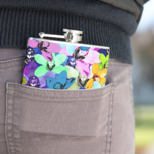 Cantil Orquídea Extravaganza Watercolor, Hip Flask