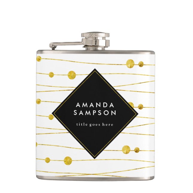 Cantil Ouro customizável chique e garrafa preta da dama (Frente)