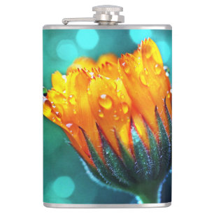 Cantil Ouro Marigold no Teal Bokeh