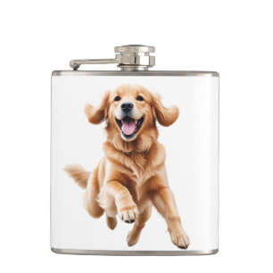 Cantil Ouro Retriever Feliz Brincadeira Pulando No Ar