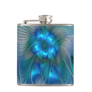 Cantil Ovações de Pé, Fractal Azul Turquesa Abstrato