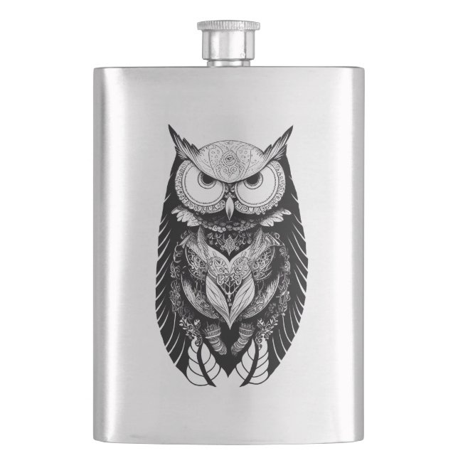 Cantil Owl Wild Animal Nature Ilustração Arte Tatuagem (Frente)
