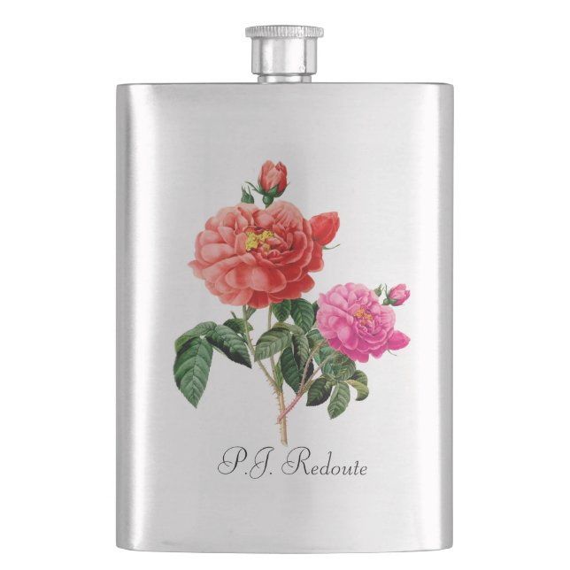 Cantil P.J. Redoute de flores rosa e rosas vermelhas (Frente)