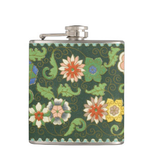 Cantil Padrão Antigo Cloisonné Chinês: Jade Verde