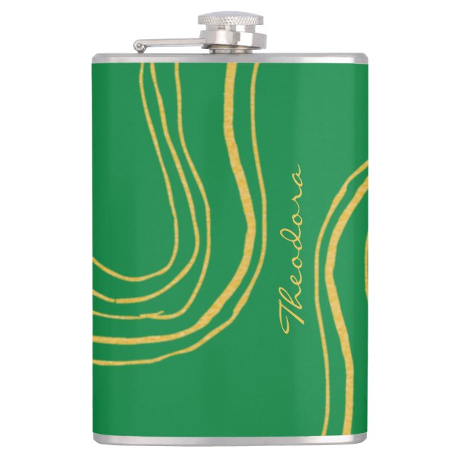 Cantil Padrão de Abstrato Verde Dourado moderno (Frente)