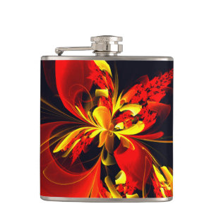 Cantil Padrão de Arte Abstrata Floral Amarelo Vermelho Mo