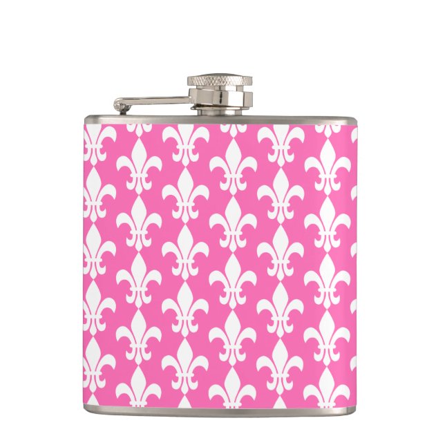 Cantil Padrão de Fleur de Lis, branco e rosa quente (Frente)
