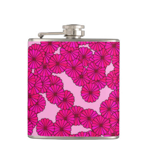 Cantil Padrão de flor Art Deco - magenta sobre rosa