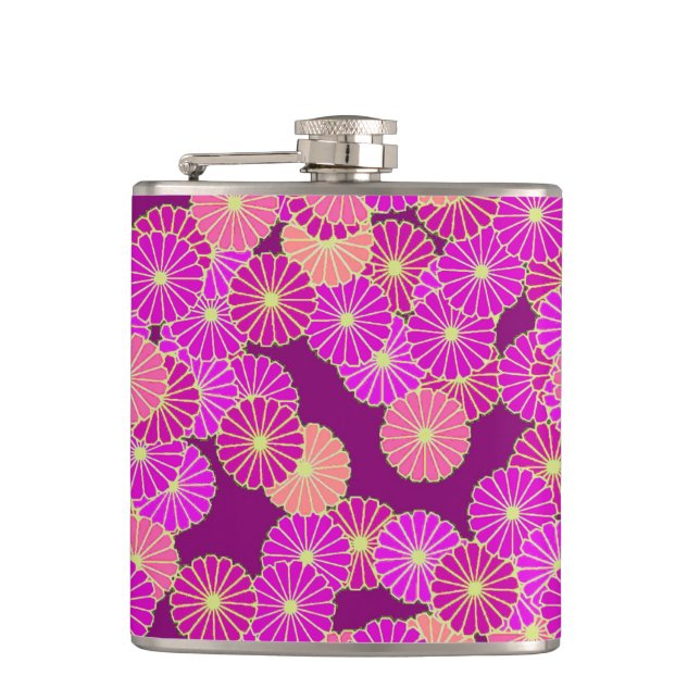 Cantil Padrão de flor Art Deco - tons de violeta, coral (Frente)