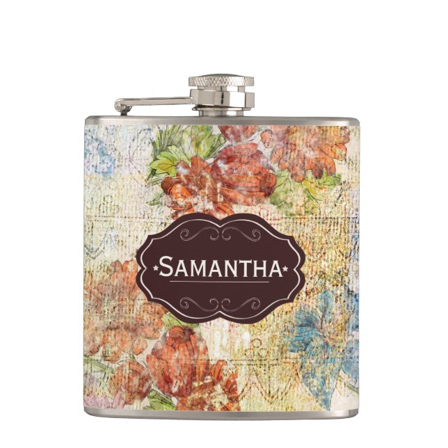 Cantil Padrão de Flor Distressed Vintage Personalizado (Frente)