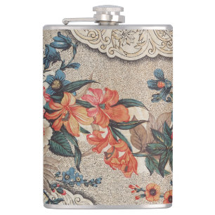 Cantil Padrão de flores brancas laranja vermelho-vivo