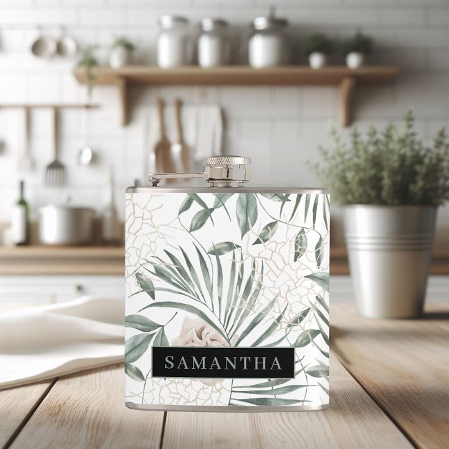 Cantil Padrão de Folhas e Flores de Aquarelas Tropicais (Criador carregado)