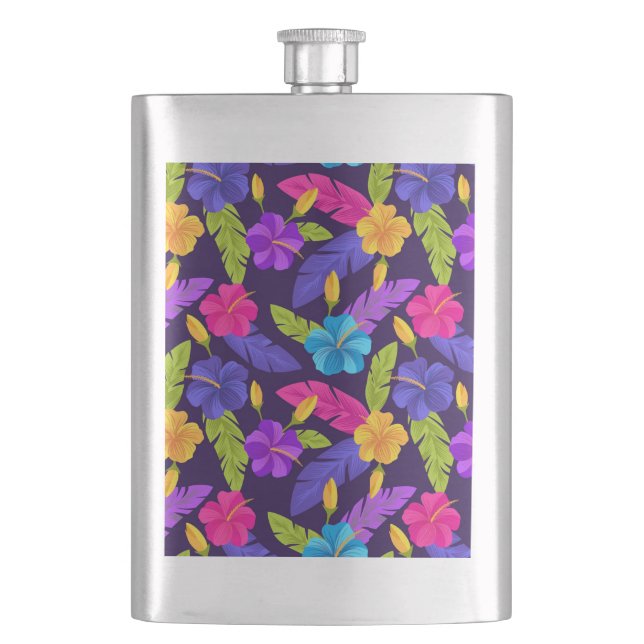 Cantil Padrão de Folhas e Flores Tropicais-23857 (Frente)