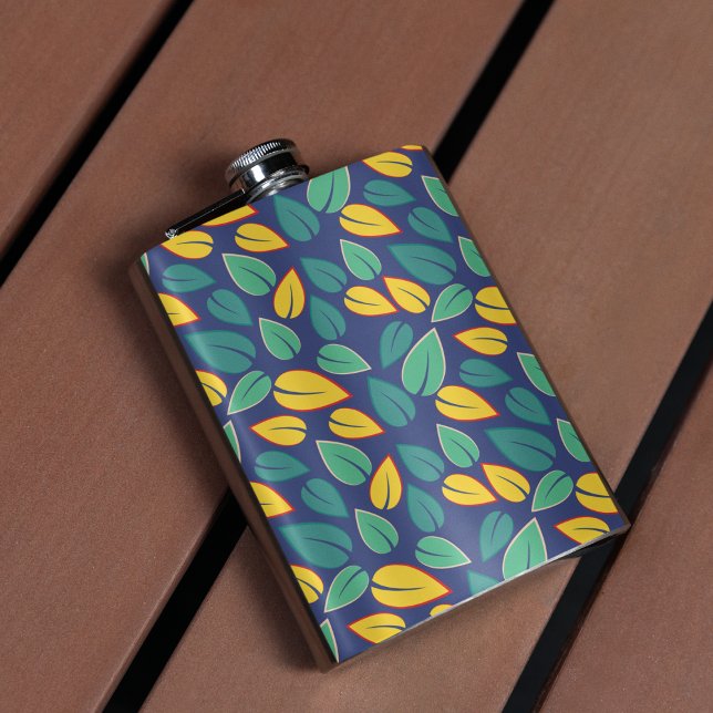 Cantil Padrão de Folhas Verde e Amarelo (leaves flasks)