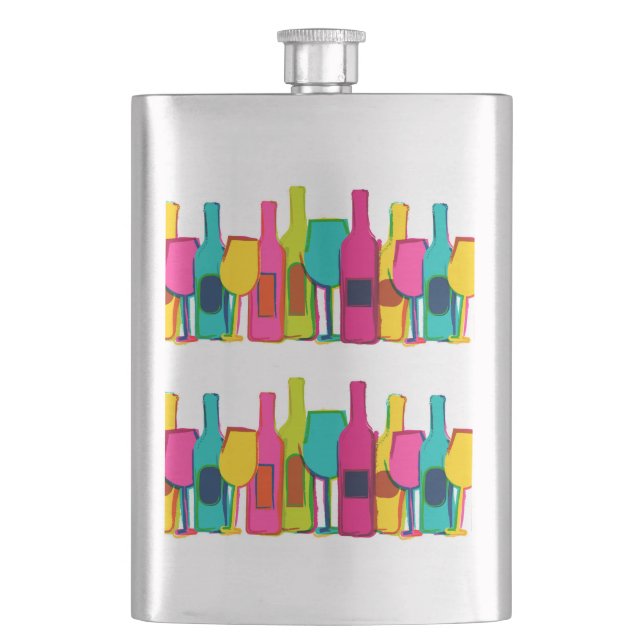 Cantil Padrão de garrafas de vinho colorido e cômodas (Frente)