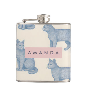 Cantil Padrão de Gato Azul Minimalista Personalizado