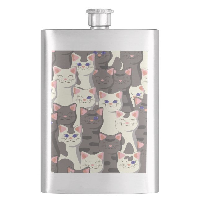 Cantil Padrão de gatos brancos e cinzas (Frente)