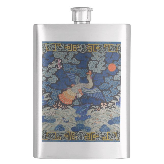Cantil Padrão de Grou Chinês Vintage: Azul Imperial (Frente)