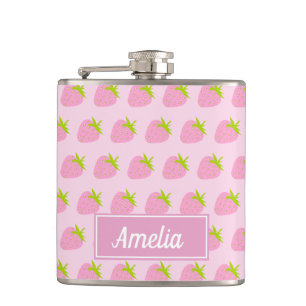 Cantil Padrão de Morango Rosa de Menina Personalizado