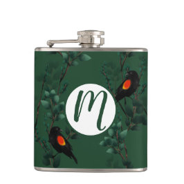 Cantil Padrão de Pássaro Negra Vermelho