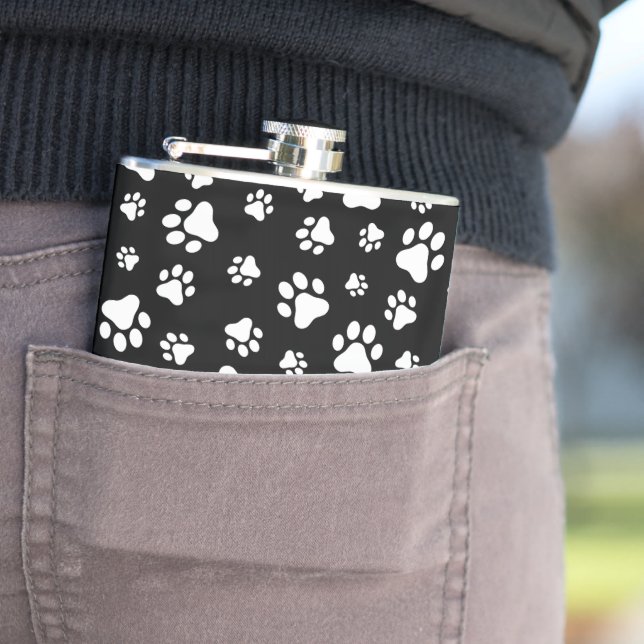 Cantil Padrão de patas, impressões de pata, preto e branc (In loco)