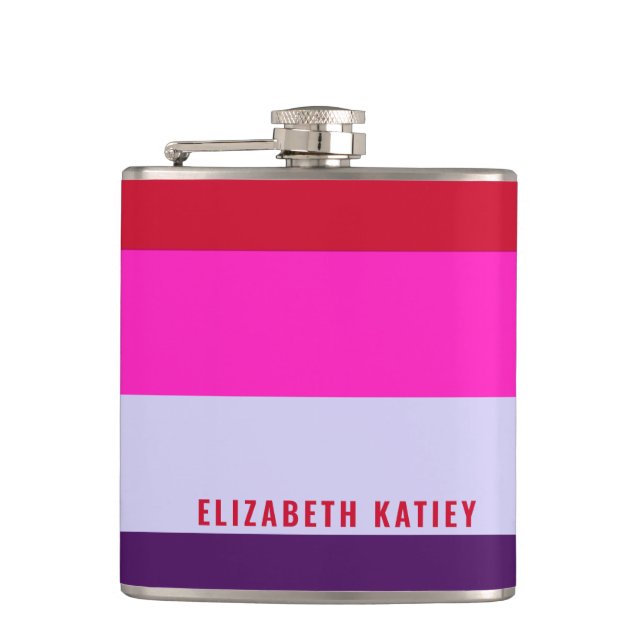 Cantil Padrão de Stripes Vermelhas, Rosa e Púrpura (Frente)