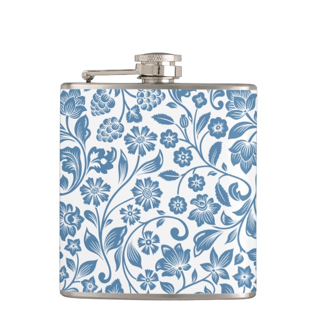 Cantil Padrão de Videiras Florais Azul e Branco Ornamenta (Frente)