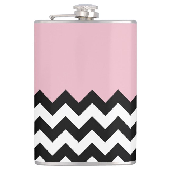 Cantil Padrão de ziguezague preto e branco, Chevron, rosa (Frente)