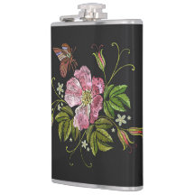 Padrão do bordado floral elegante em preto