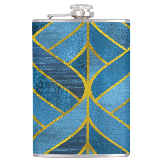 Cantil Padrão Dourado do Grunge Azul (Frente)