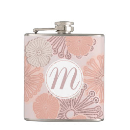 Cantil Padrão e Monograma do Flor Dourado rosa