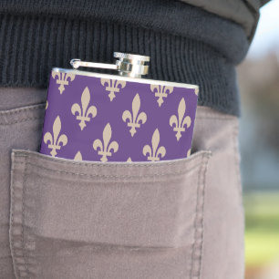 Cantil Padrão Flor de Lis, Creme Real Francês no Roxo