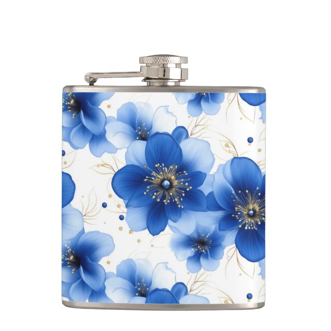 Cantil Padrão Floral Azul com Acentos Dourados (Frente)