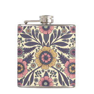 Cantil Padrão Floral Azul e Rosa Incolor