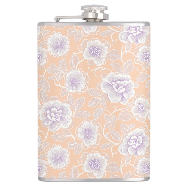 Cantil Padrão Floral com cor de pêssego e Lavanda (Frente)