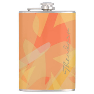 Cantil Padrão Floral de Abstrato de Laranja Dourado Elega