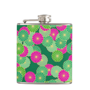 Cantil Padrão floral de Art Deco - tons verdes, fúcsia