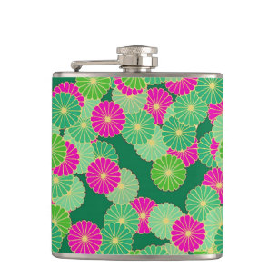 Cantil Padrão floral de Art Deco - tons verdes, fúcsia